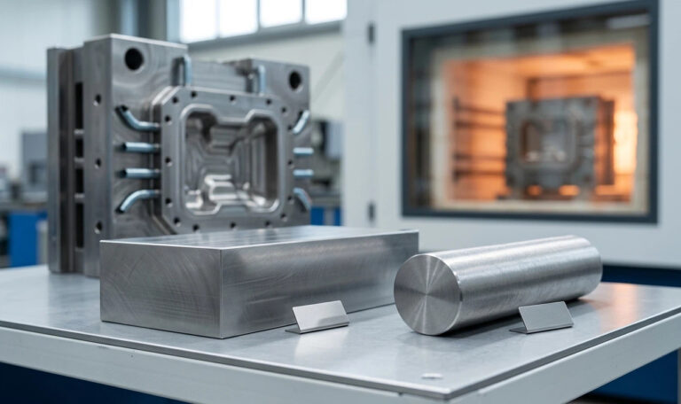 Premium H13 steel equivalent blocks and round bars for hot work tool steel applications, comparing AISI H13 and DIN 1.2344 standards.