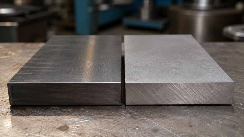 O1 vs A2 tool steel samples showing oil hardening and air hardening comparison